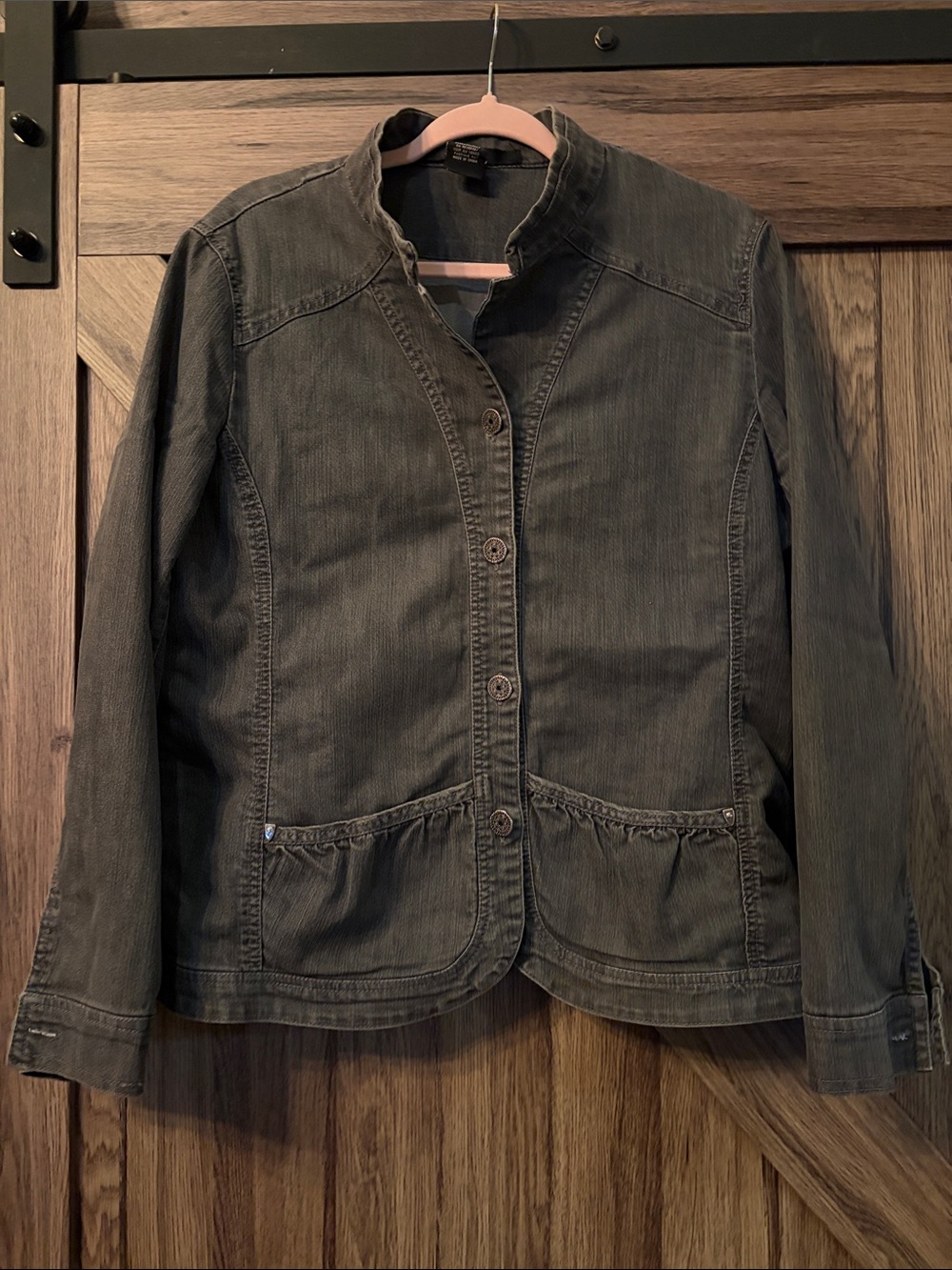 Simon Chang Washed Black Denim Jacket - Size 16 - As Is